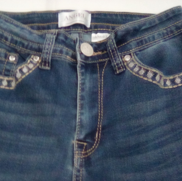 Angel Designed In Los Angeles Blue Jeans Silver Embellishments Size 7/28 Y2K - Picture 3 of 12